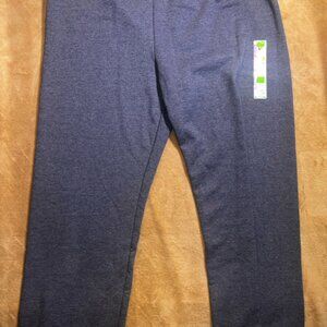NWT Hanes Adult 2XL (20/22) Navy‎ Heather Fleece Open Leg Cozy Sweatpants (P)